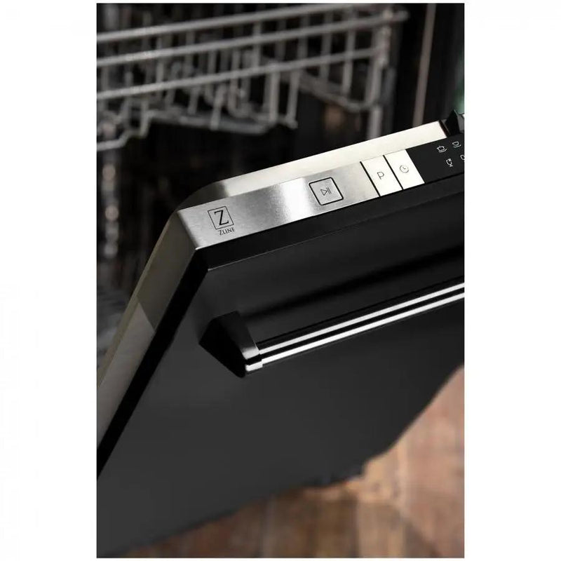ZLINE 24" Dishwasher in Black Matte, Traditional Handle, DW-BLM-24 by Farmhouse Kitchen and Bath