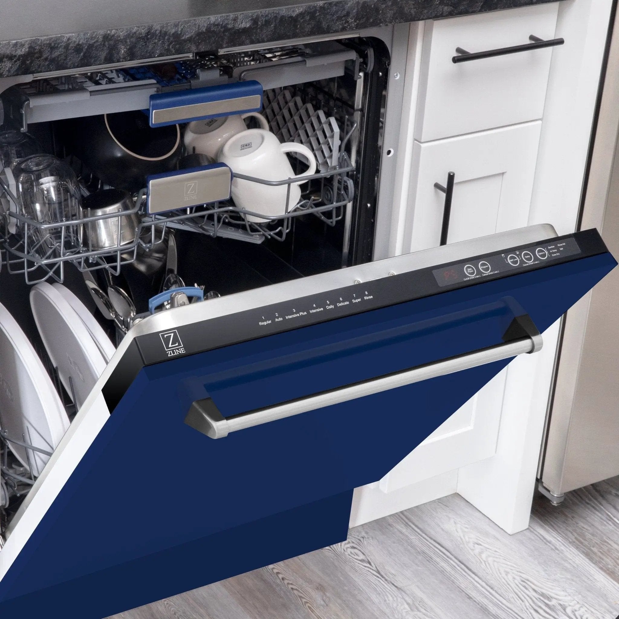 ZLINE 24" Dishwasher in Blue gloss panel, Stainless Tub, DWV-BG-24 by Farmhouse Kitchen and Bath