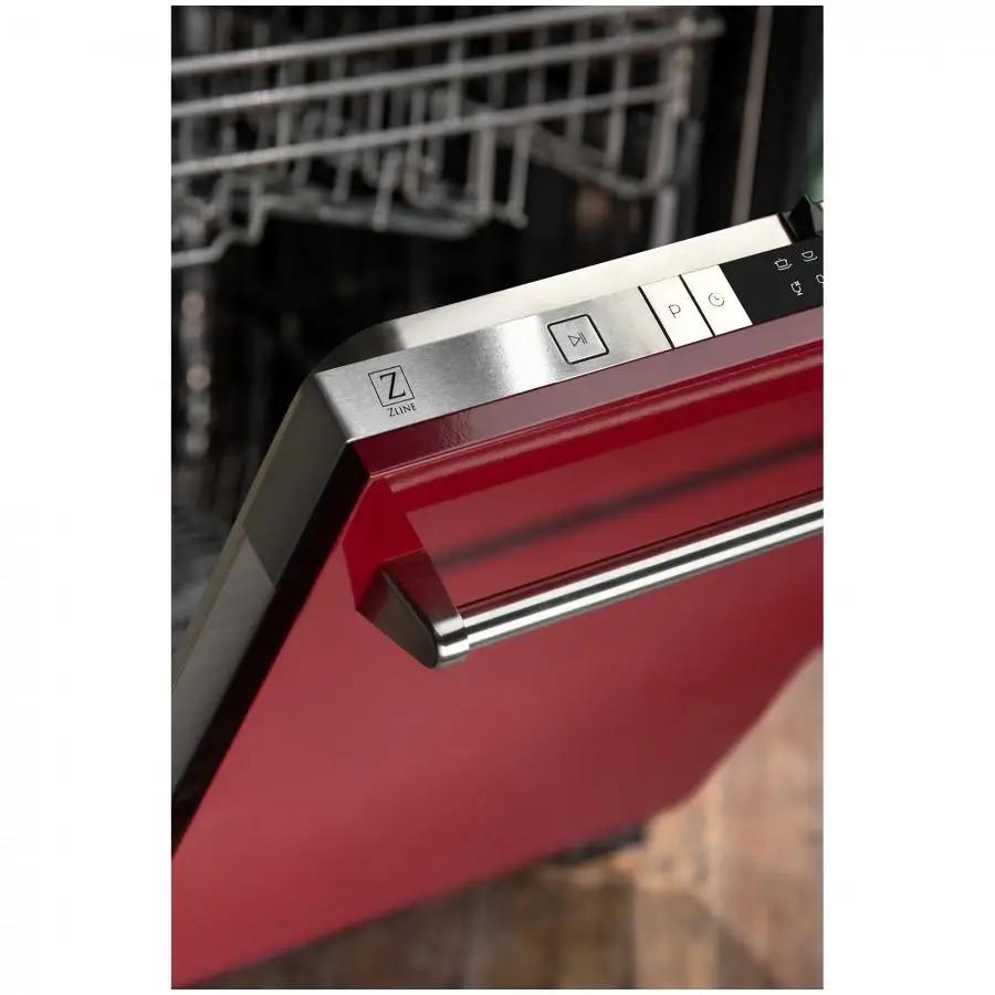 ZLINE 24" Dishwasher in Red Gloss, Stainless Tub, Traditional Handle, DW-RG-24 by Farmhouse Kitchen and Bath