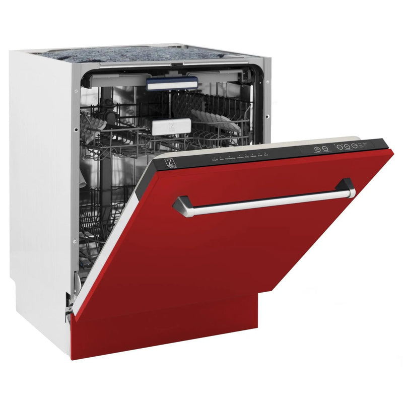 ZLINE 24" Dishwasher in Red Matt panel, Stainless Tub, DWV-RM-24 by Farmhouse Kitchen and Bath