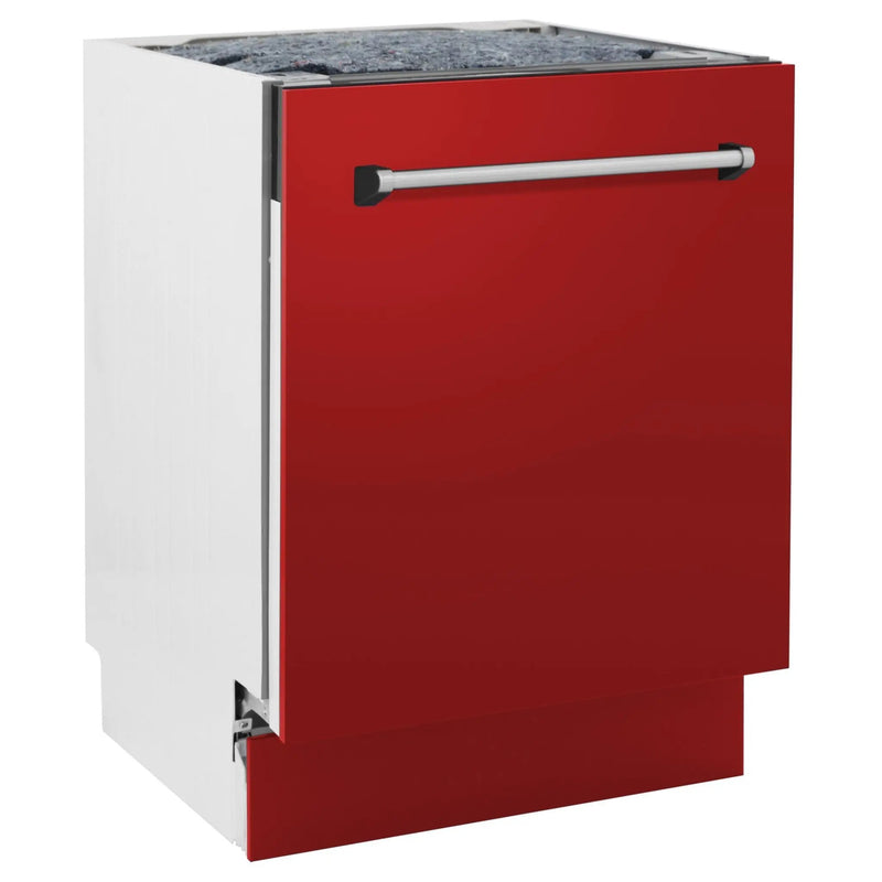 ZLINE 24" Dishwasher in Red Matt panel, Stainless Tub, DWV-RM-24 by Farmhouse Kitchen and Bath