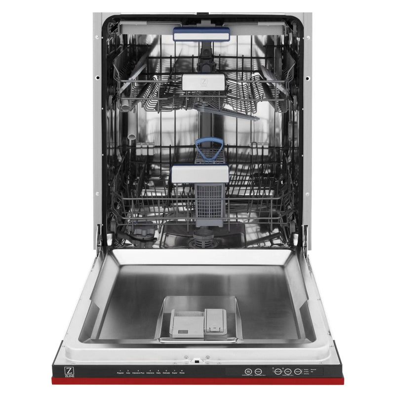 ZLINE 24" Dishwasher in Red Matt panel, Stainless Tub, DWV-RM-24 by Farmhouse Kitchen and Bath