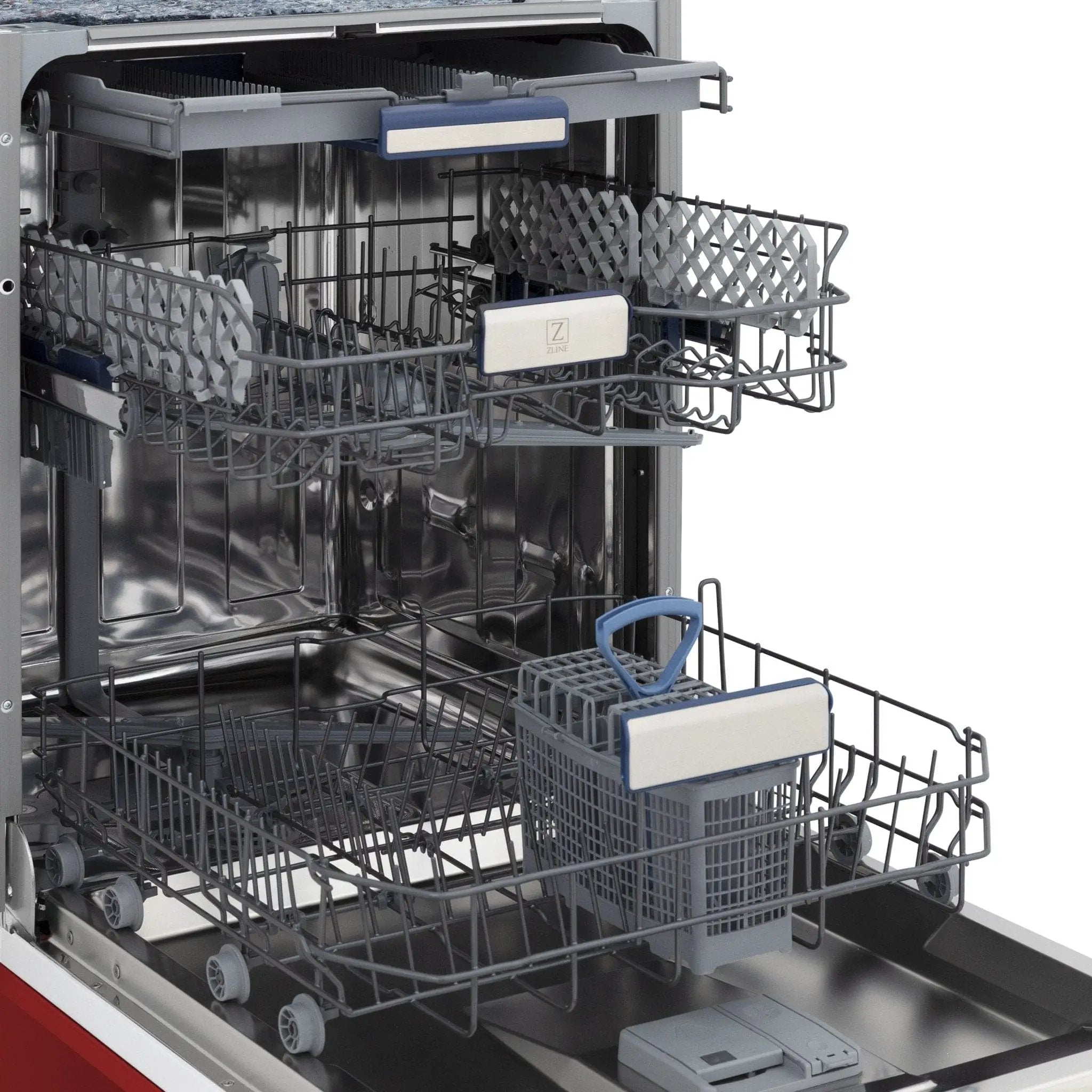 ZLINE 24" Dishwasher in Red Matt panel, Stainless Tub, DWV-RM-24 by Farmhouse Kitchen and Bath