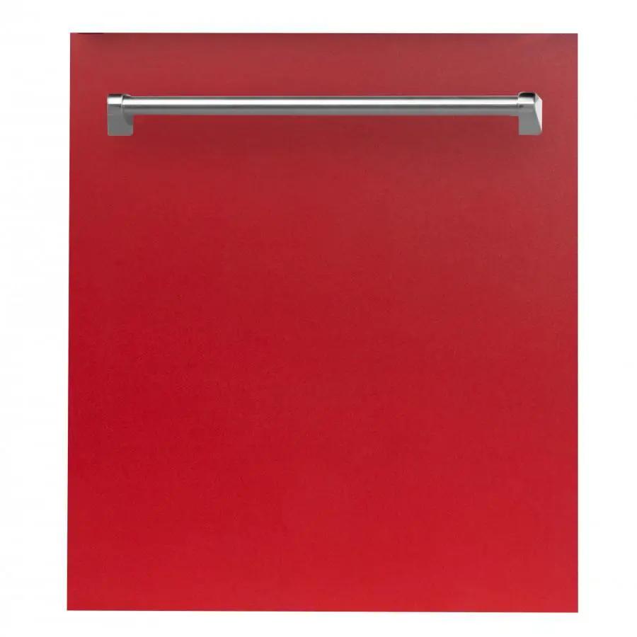 ZLINE 24" Dishwasher in Red Matte, Stainless Tub, Traditional Handle, DW-RM-24 by Farmhouse Kitchen and Bath