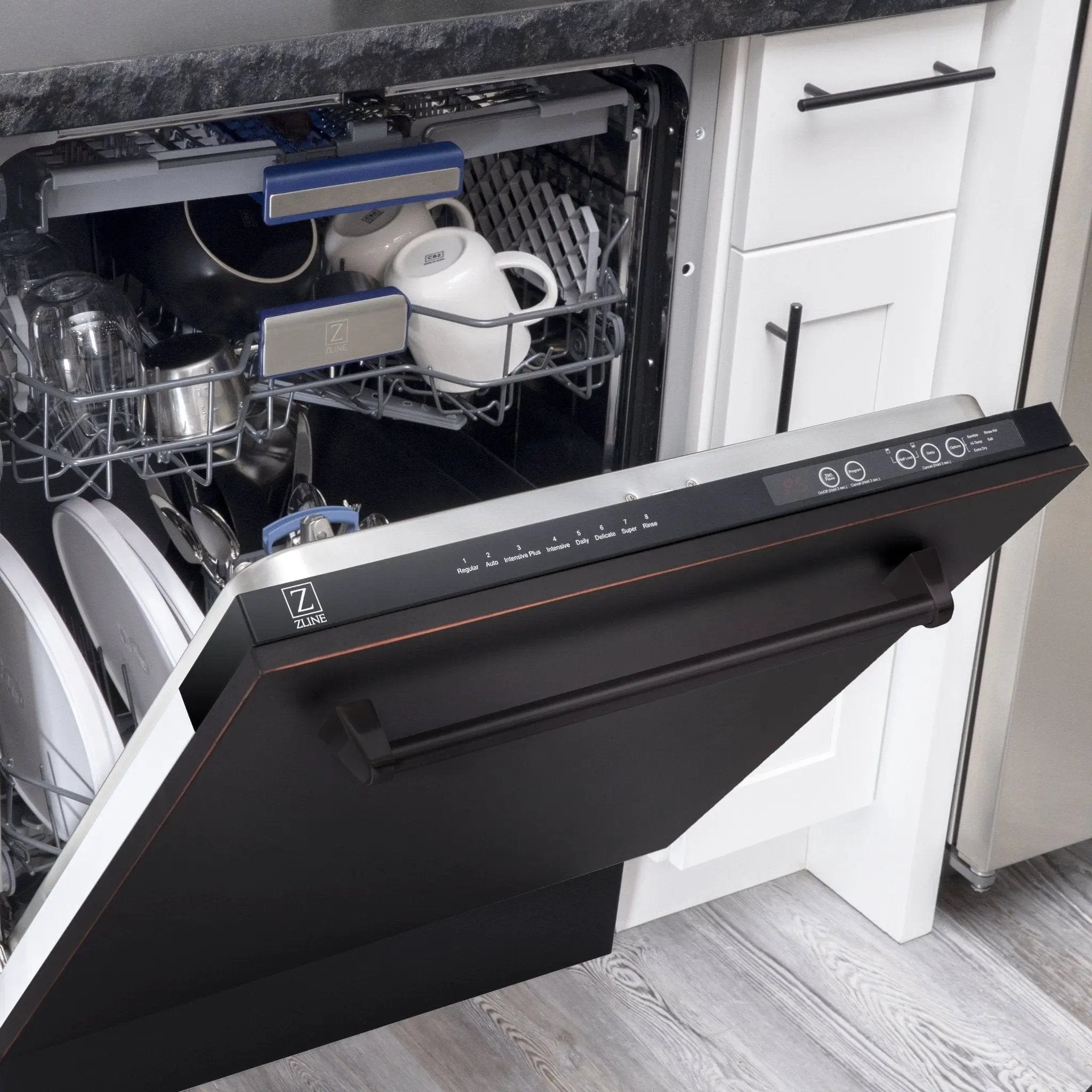 ZLINE 24" Dishwasher, Oil Rubbed Bronze panel, Stainless Tub, DWV-ORB-24 by Farmhouse Kitchen and Bath