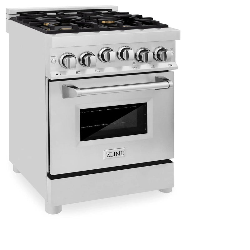 ZLINE 24" Gas On Gas Range, Stainless Steel, Brass Burners, RG-BR-24 by Farmhouse Kitchen and Bath
