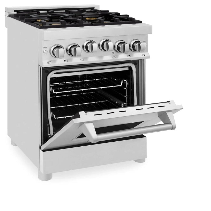 ZLINE 24" Gas On Gas Range, Stainless Steel, Brass Burners, RG-BR-24 by Farmhouse Kitchen and Bath