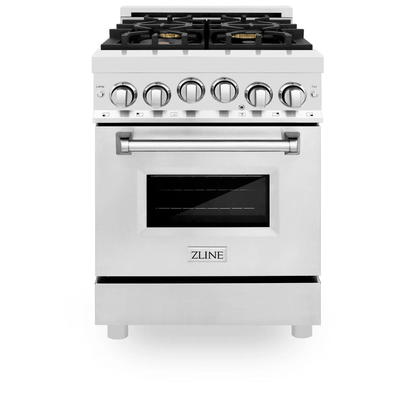 ZLINE 24" Gas On Gas Range, Stainless Steel, Brass Burners, RG-BR-24 by Farmhouse Kitchen and Bath