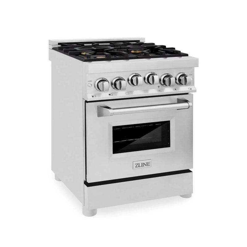 ZLINE 24" Gas On Gas Range, Stainless Steel, Brass Burners, RG-BR-24 by Farmhouse Kitchen and Bath