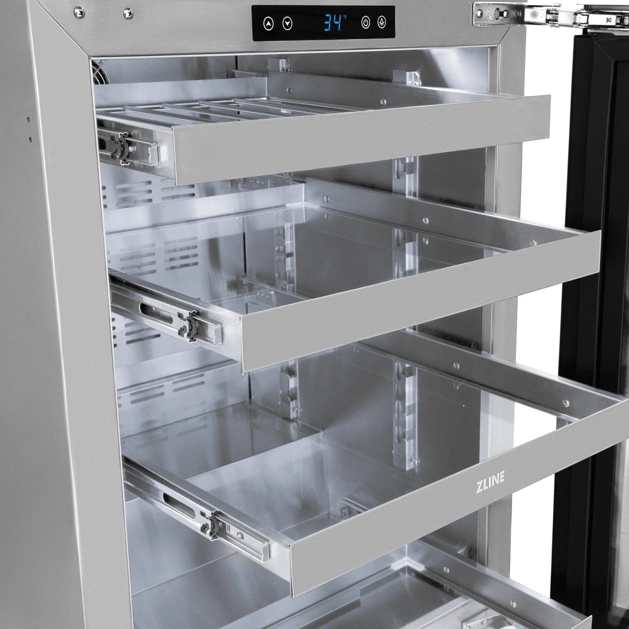 ZLINE 24 in. Touchstone 151 Can Beverage Fridge With Panel Ready Glass Door RBSPO-24 by Farmhouse Kitchen and Bath