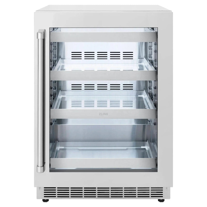 ZLINE 24 in. Touchstone 151 Can Beverage Fridge With Stainless Steel Glass Door RBSO-GS-24 by Farmhouse Kitchen and Bath