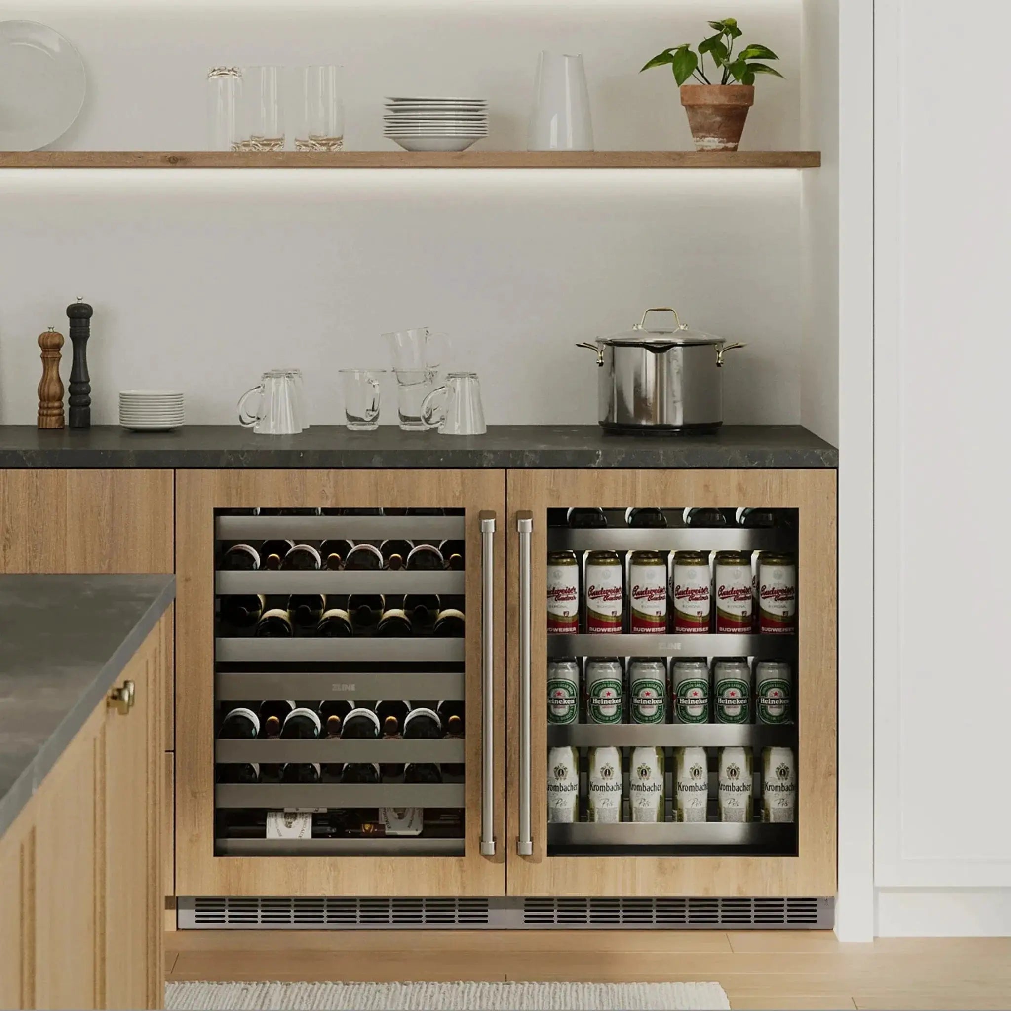 ZLINE 24 in. Touchstone 151 Can Beverage Fridge With Stainless Steel Glass Door RBSO-GS-24 by Farmhouse Kitchen and Bath