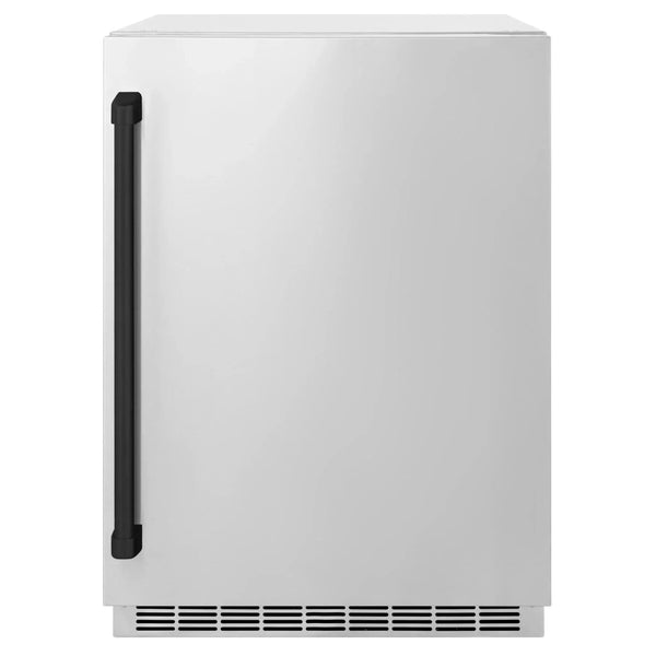 ZLINE 24 in. Touchstone Beverage Fridge, Solid Stainless Door, Matte Black Handle RBSOZ-ST-24-MB