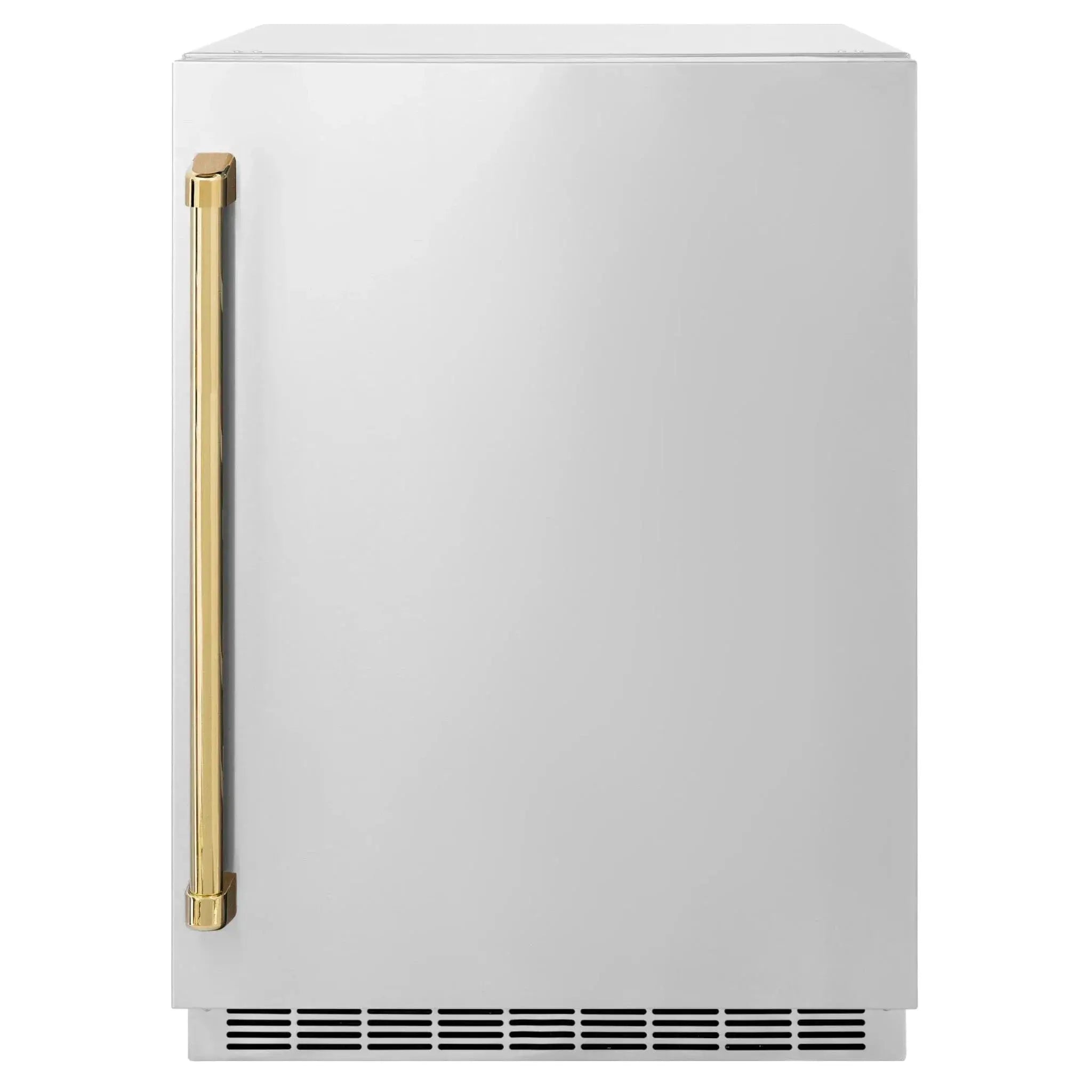 ZLINE 24 in. Touchstone Beverage Fridge, Solid Stainless Door, Polished Gold Handle RBSOZ-ST-24-G by Farmhouse Kitchen and Bath