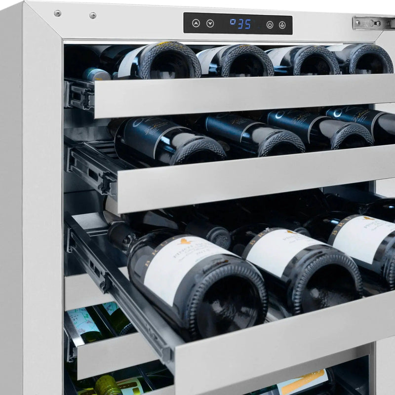 ZLINE 24 in. Touchstone Dual Zone 44 Bottle Wine Cooler With Panel Ready Glass Door RWDPO-24 by Farmhouse Kitchen and Bath
