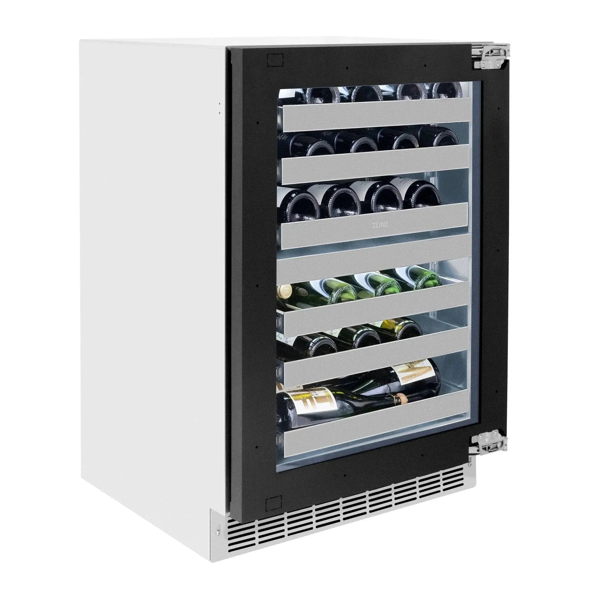 ZLINE 24 in. Touchstone Dual Zone 44 Bottle Wine Cooler With Panel Ready Glass Door RWDPO-24 by Farmhouse Kitchen and Bath
