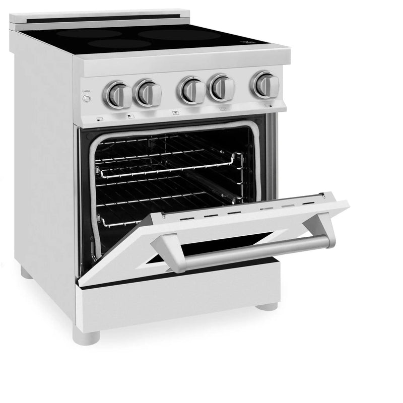 ZLINE 24" Induction Range with a 3 Element Stove and Electric Oven in White Matte RAIND-WM-24 by Farmhouse Kitchen and Bath