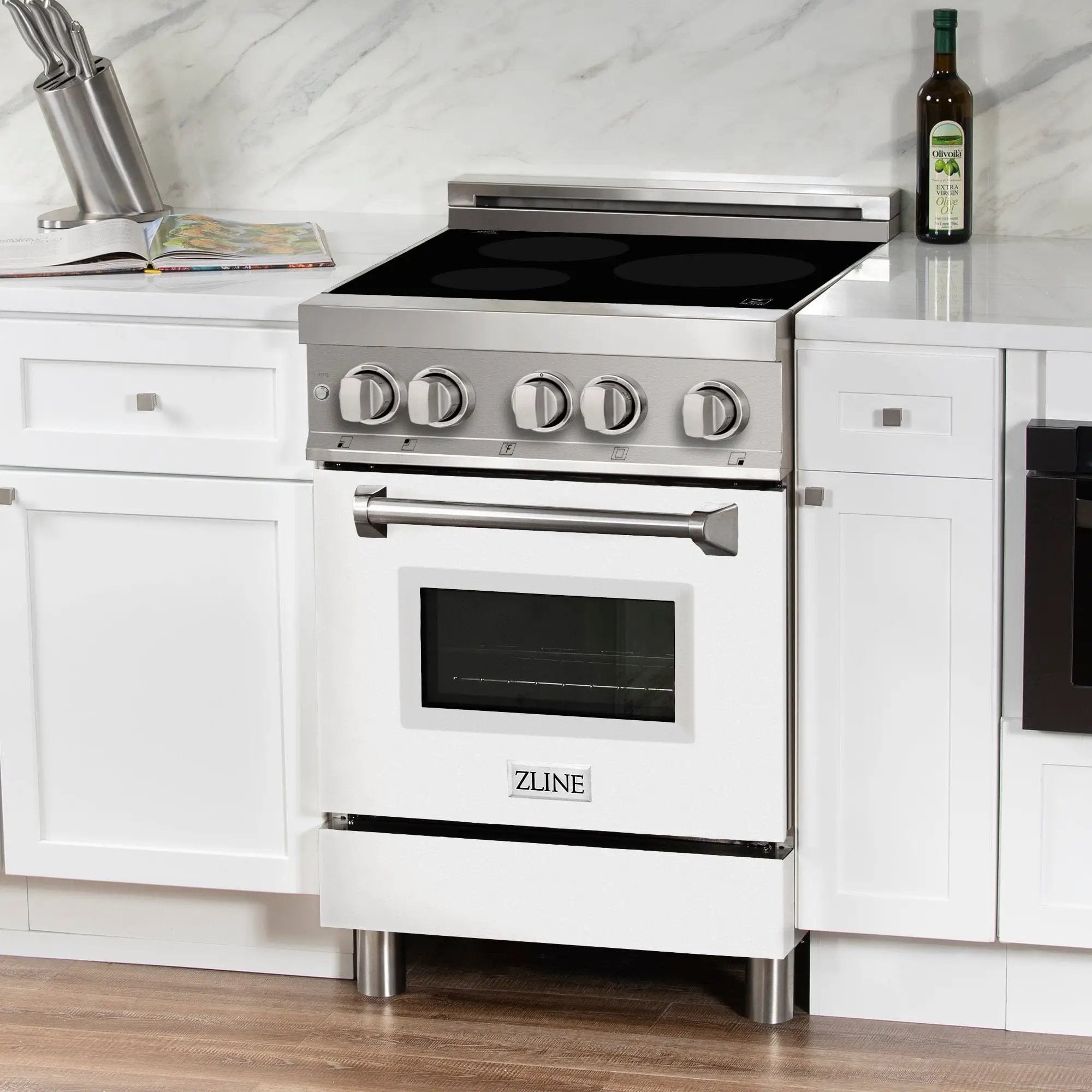 ZLINE 24" Induction Range with a 3 Element Stove and Electric Oven in White Matte RAIND-WM-24 by Farmhouse Kitchen and Bath