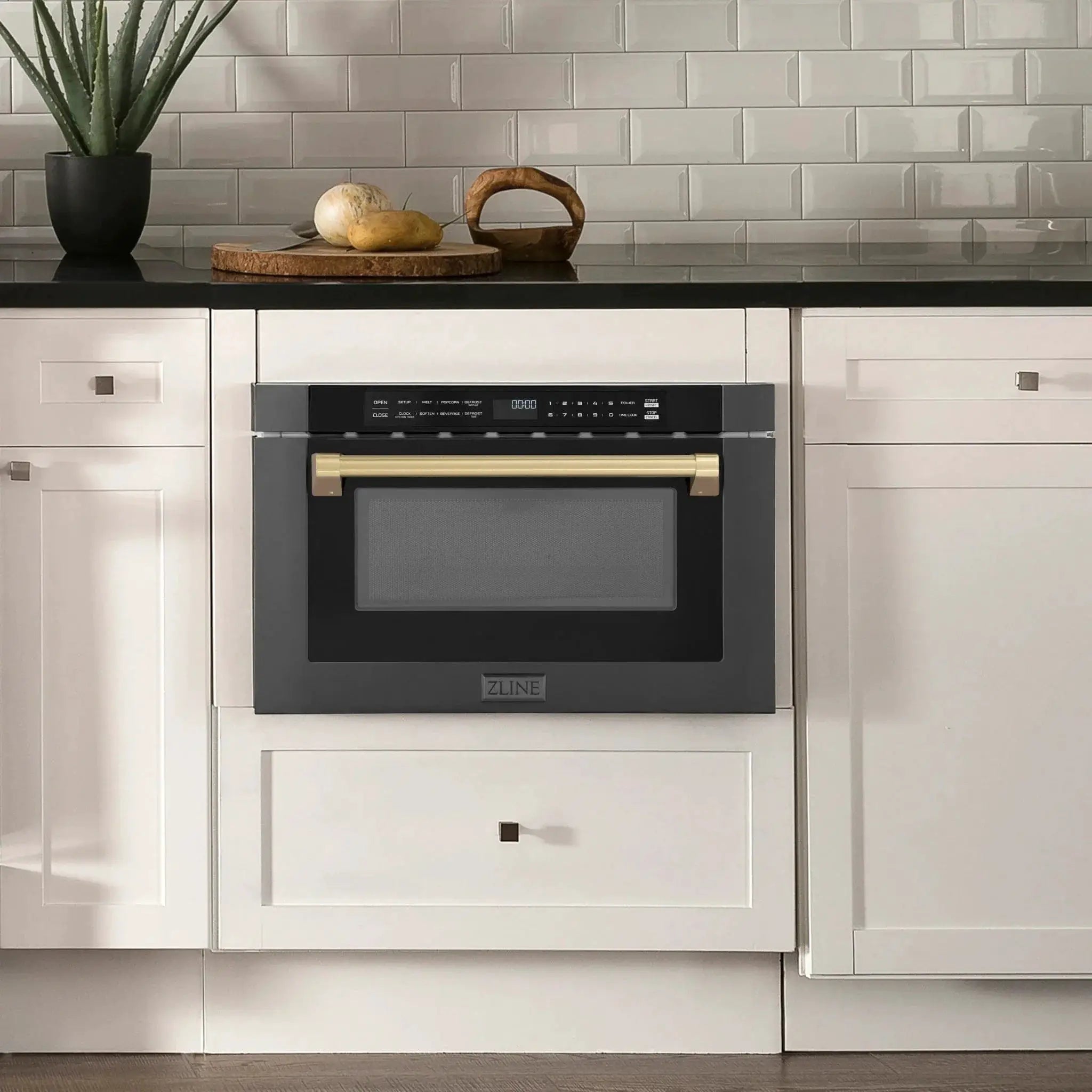ZLINE 24" Microwave Drawer, Black Stainless, Bronze MWDZ-1-BS-H-CB by Farmhouse Kitchen and Bath