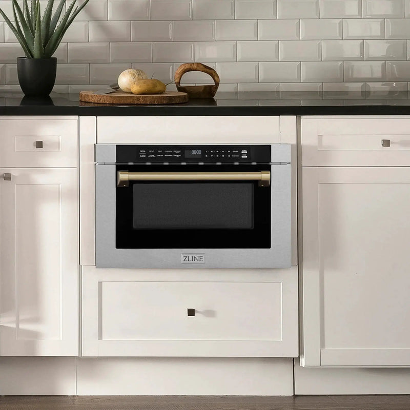 ZLINE 24" Microwave Drawer, Stainless Steel, Bronze MWDZ-1-SS-H-CB by Farmhouse Kitchen and Bath