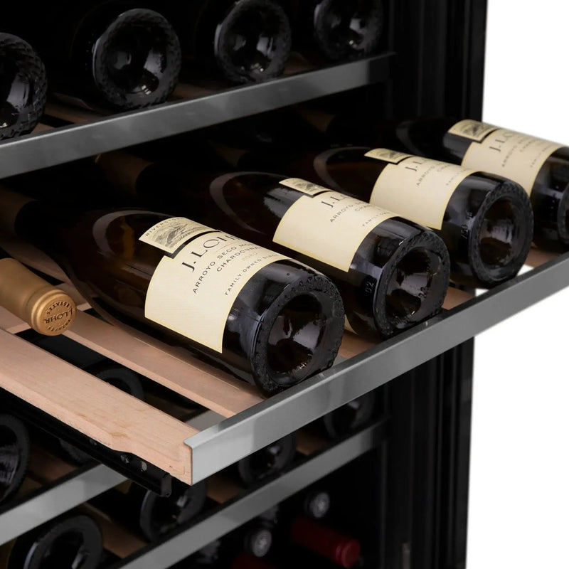 ZLINE 24" Monument Autograph Edition Dual Zone 44-Bottle Wine Cooler in Stainless Steel with Champagne Bronze Accents RWVZ-UD-24-CB by Farmhouse Kitchen and Bath