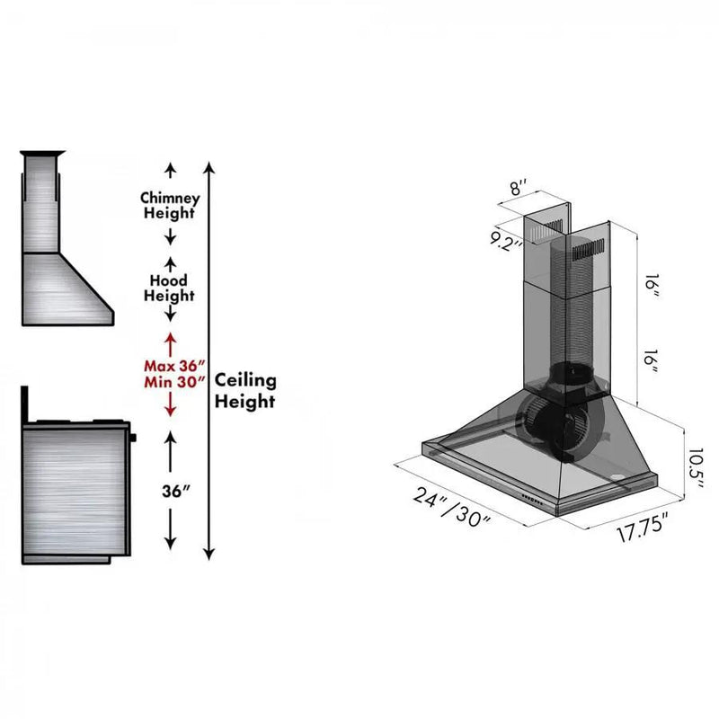 ZLINE 24" Wall Range Hood, Black Stainless Steel, BSKBN-24 by Farmhouse Kitchen and Bath