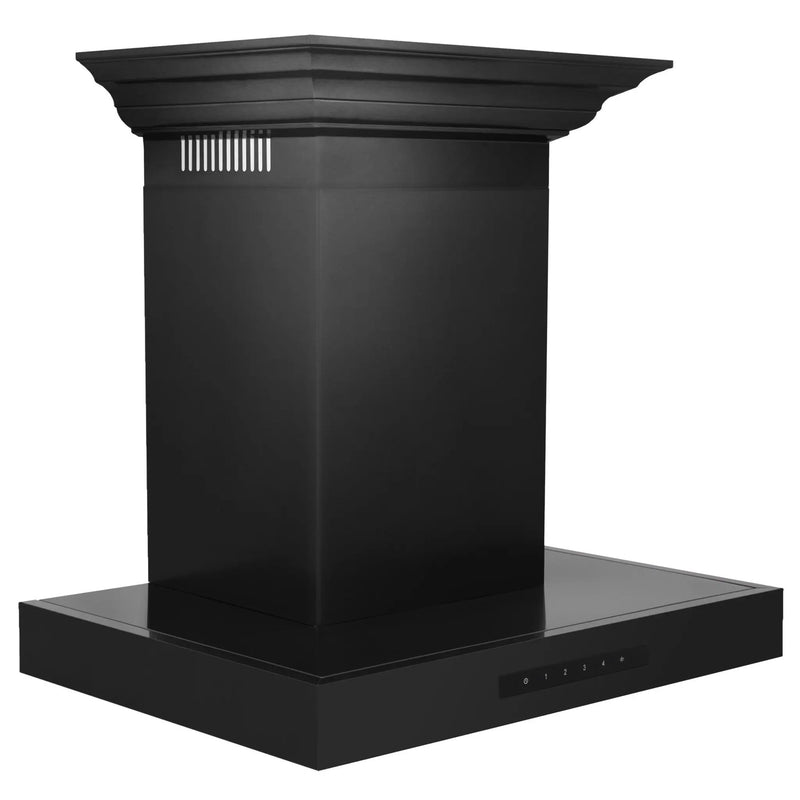 ZLINE 24" Wall Range Hood, Black Stainless, with Crown, BSKENCRN-24 by Farmhouse Kitchen and Bath