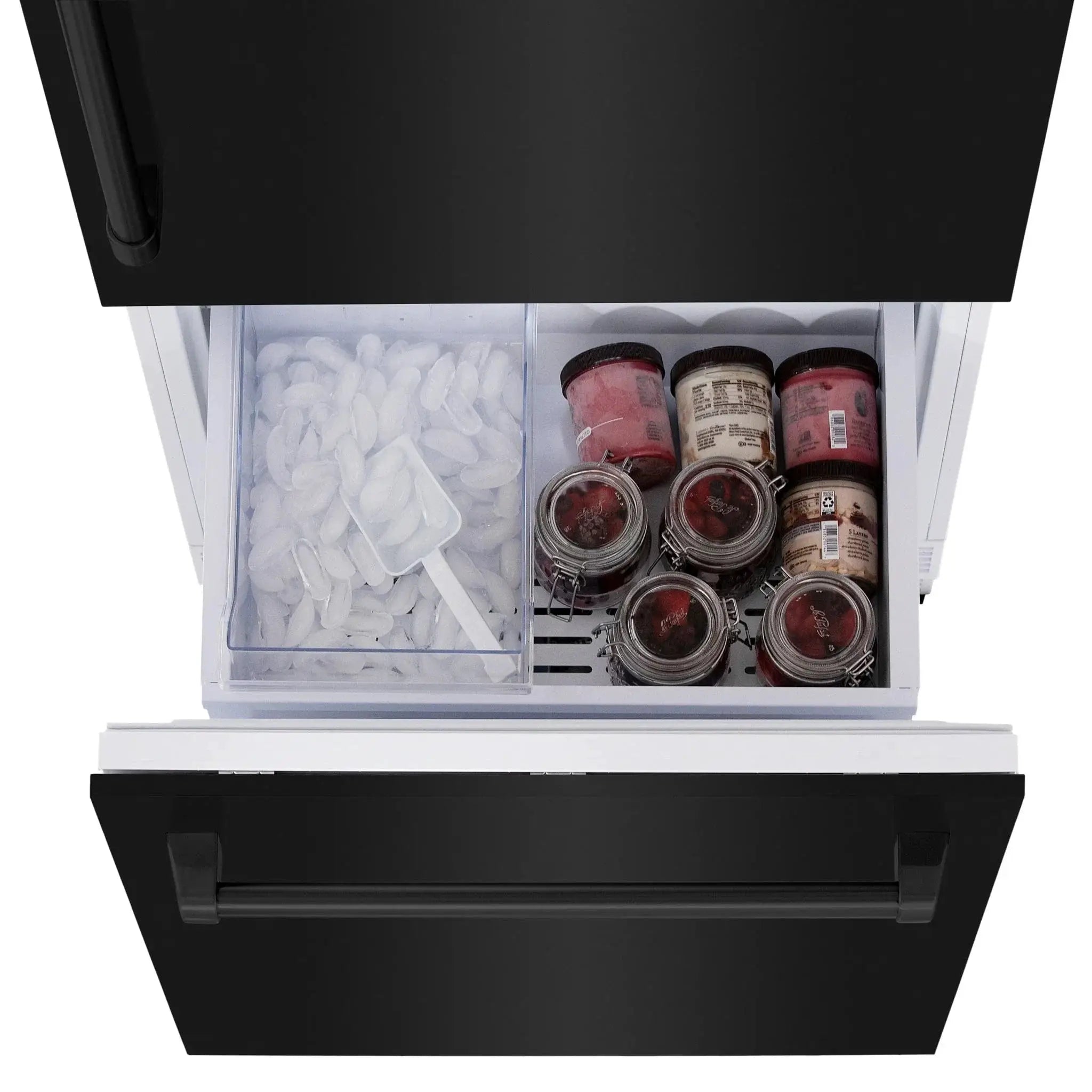 ZLINE 30" 16.1 cu. ft. Built-In 2-Door Bottom Freezer Refrigerator with Internal Water and Ice Dispenser in Black Stainless Steel-RBIV-BS-30 by Farmhouse Kitchen and Bath