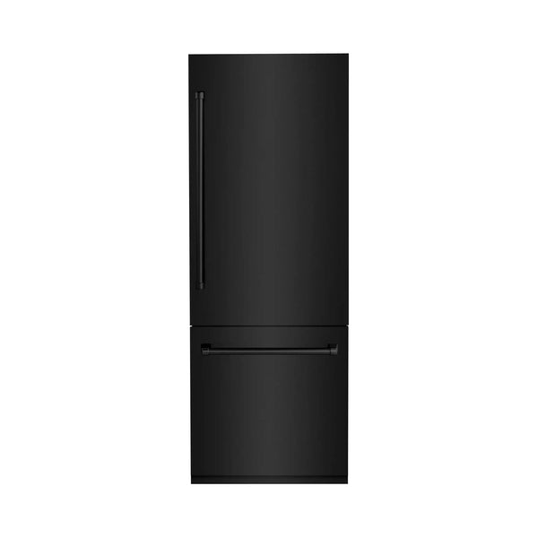 ZLINE 30" 16.1 cu. ft. Built-In 2-Door Bottom Freezer Refrigerator with Internal Water and Ice Dispenser in Black Stainless Steel-RBIV-BS-30