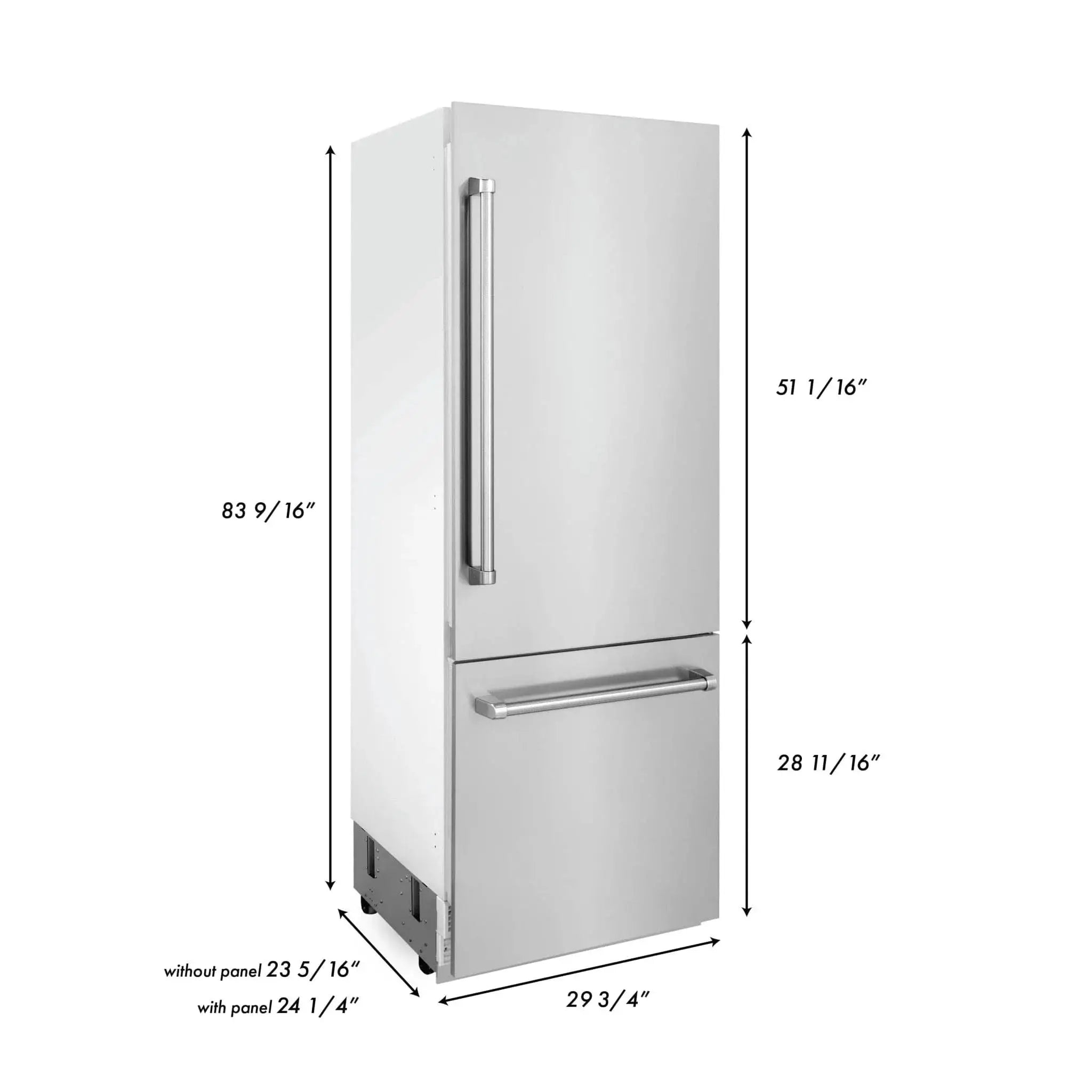 ZLINE 30" 16.1 cu. ft. Panel Ready Built-In 2-Door Bottom Freezer Refrigerator with Internal Water and Ice Dispenser RBIV-30 by Farmhouse Kitchen and Bath