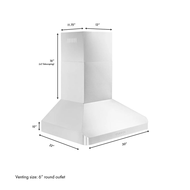 ZLINE 30" Alpine Wall Range Hood, Stainless Steel, ALP100WL-30 by Farmhouse Kitchen and Bath