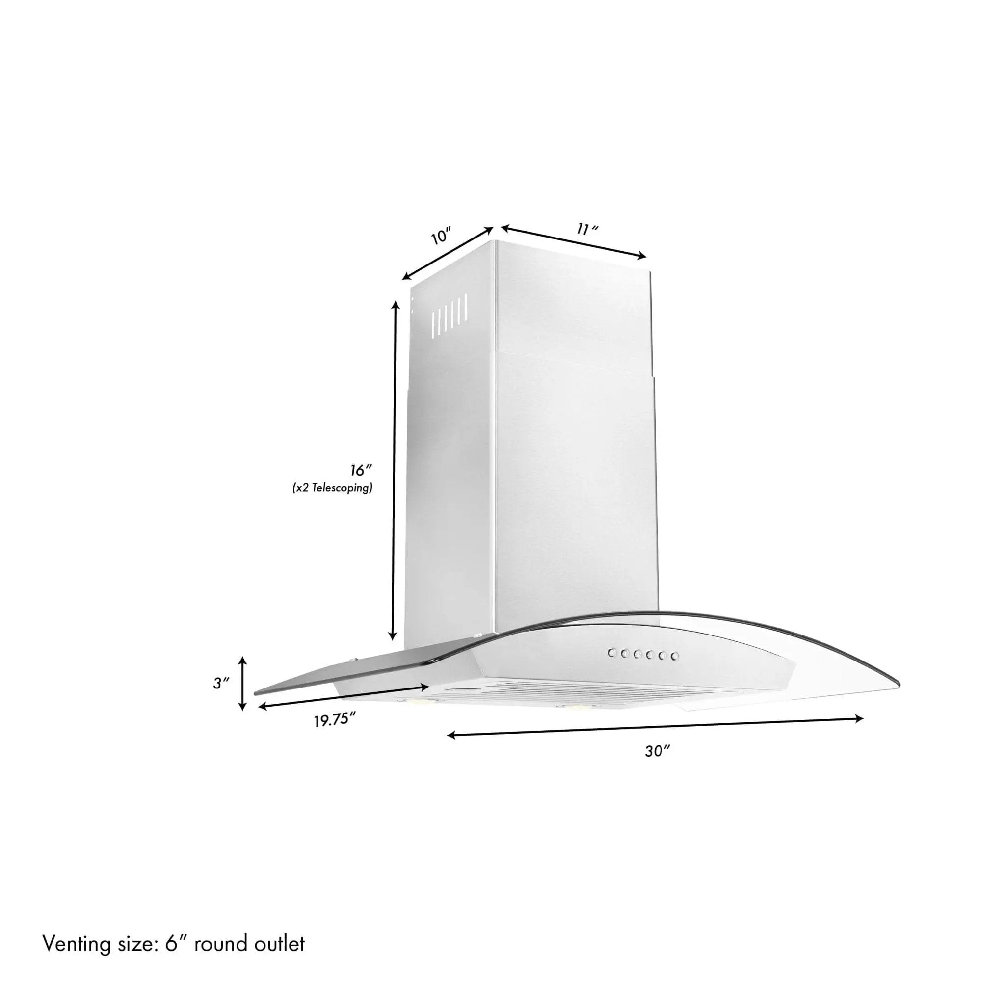 ZLINE 30" Alpine Wall Range Hood, Stainless Steel, ALP70WL-30 by Farmhouse Kitchen and Bath