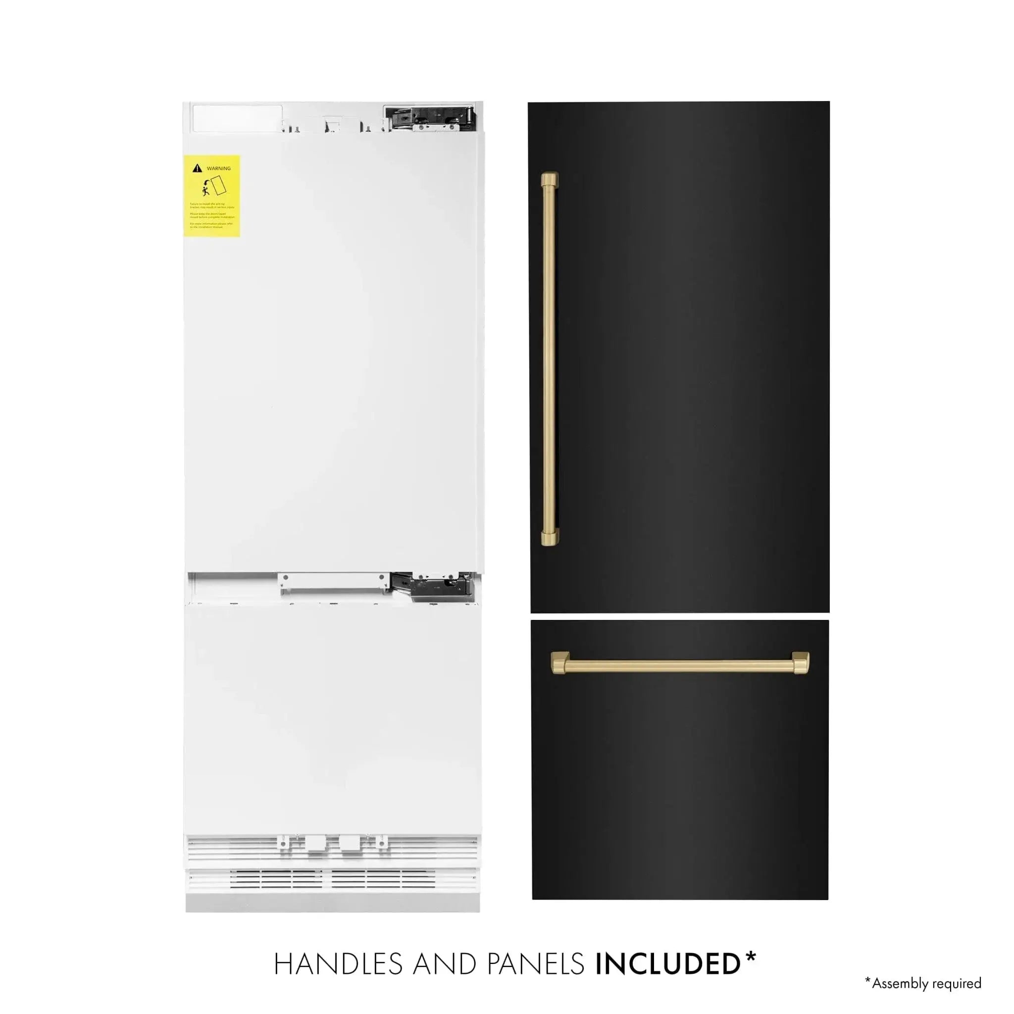 ZLINE 30" Autograph 16.1 cu. ft. 2-Door Bottom Freezer Fridge Water/Ice Dispenser Black Stainless Steel Champagne Bronze Accents RBIVZ-BS-30-CB by Farmhouse Kitchen and Bath