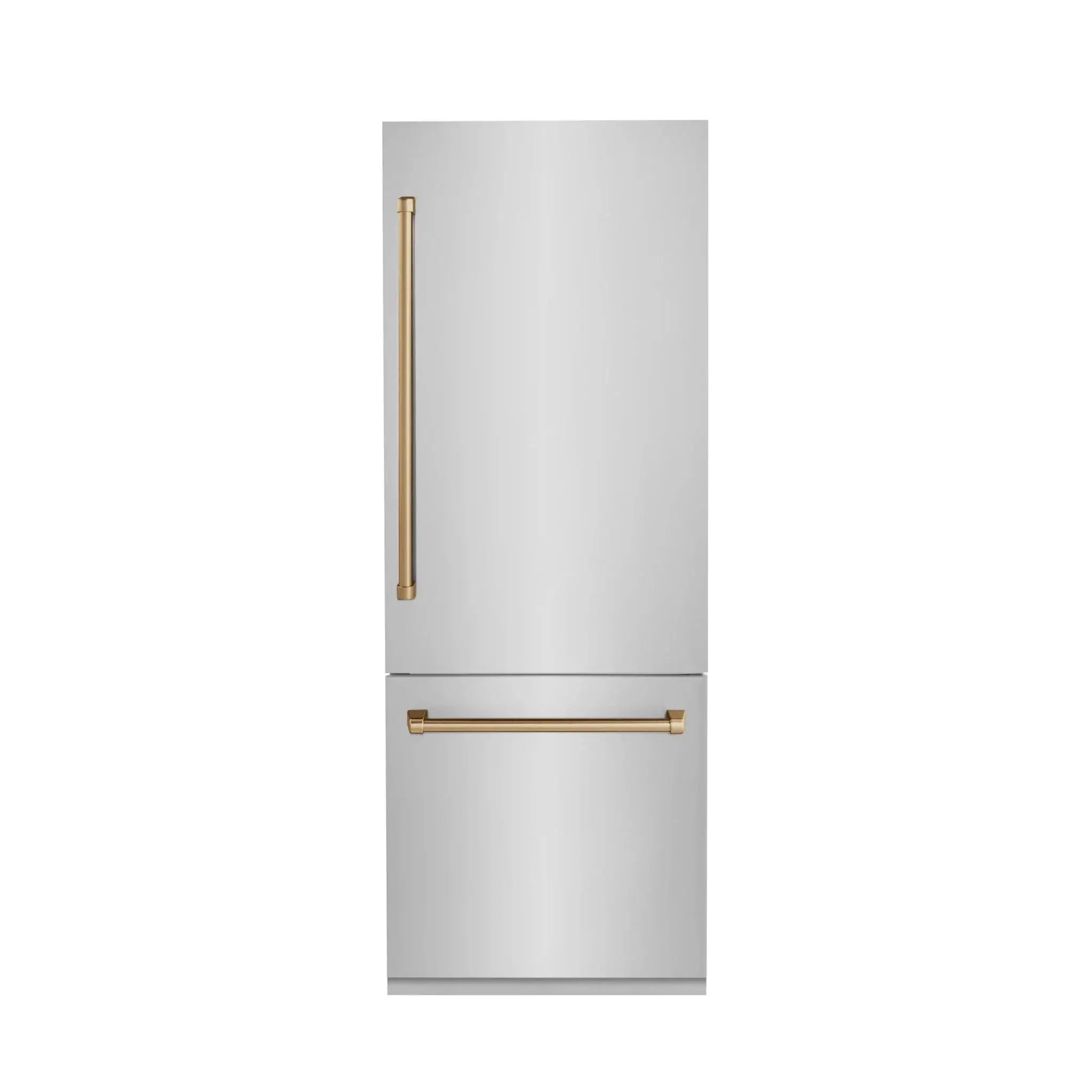ZLINE 30" Autograph 16.1 cu. ft. 2-Door Bottom Freezer Fridge Water/Ice Dispenser Stainless Steel Champagne Bronze Accents RBIVZ-304-30-CB by Farmhouse Kitchen and Bath