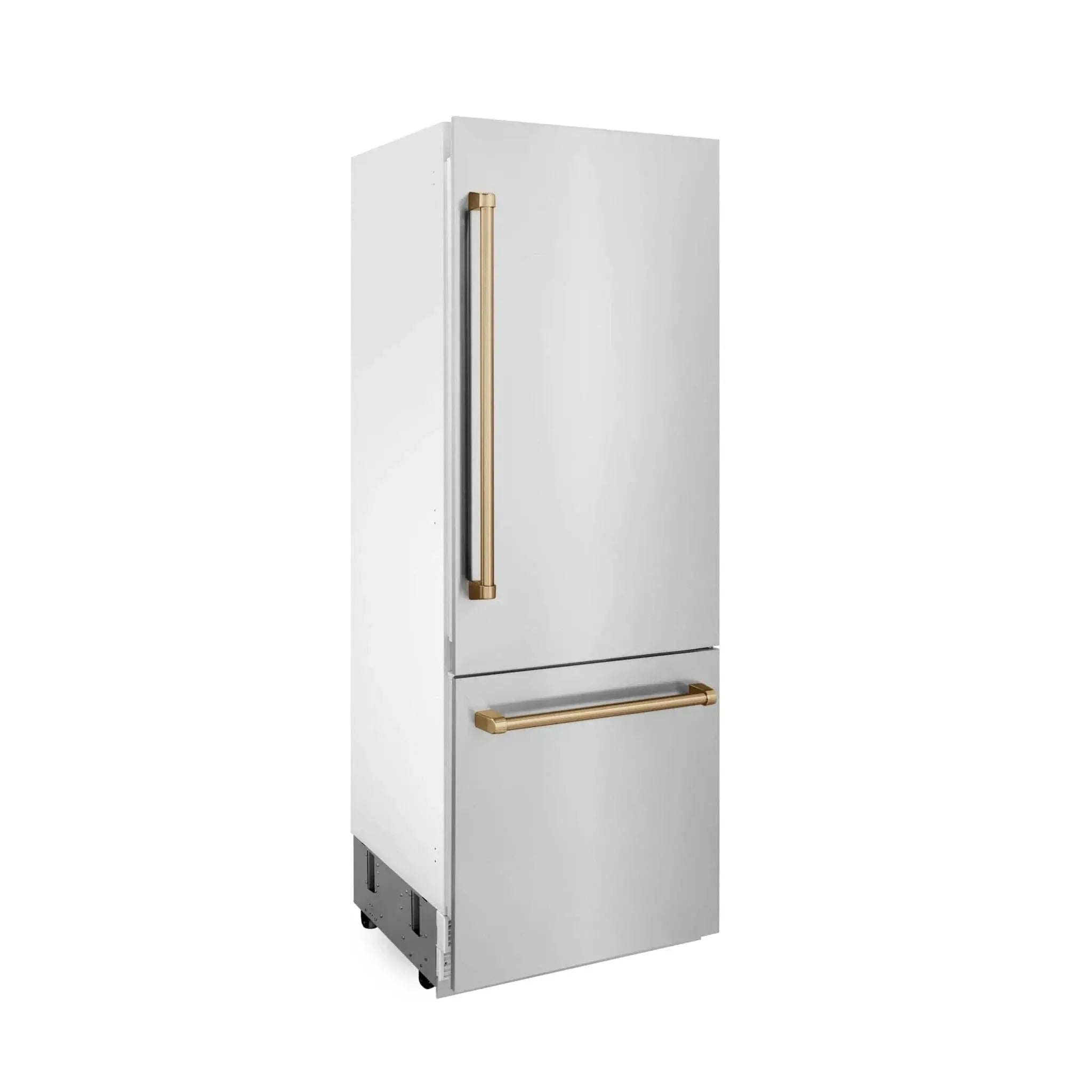 ZLINE 30" Autograph 16.1 cu. ft. 2-Door Bottom Freezer Fridge Water/Ice Dispenser Stainless Steel Champagne Bronze Accents RBIVZ-304-30-CB by Farmhouse Kitchen and Bath