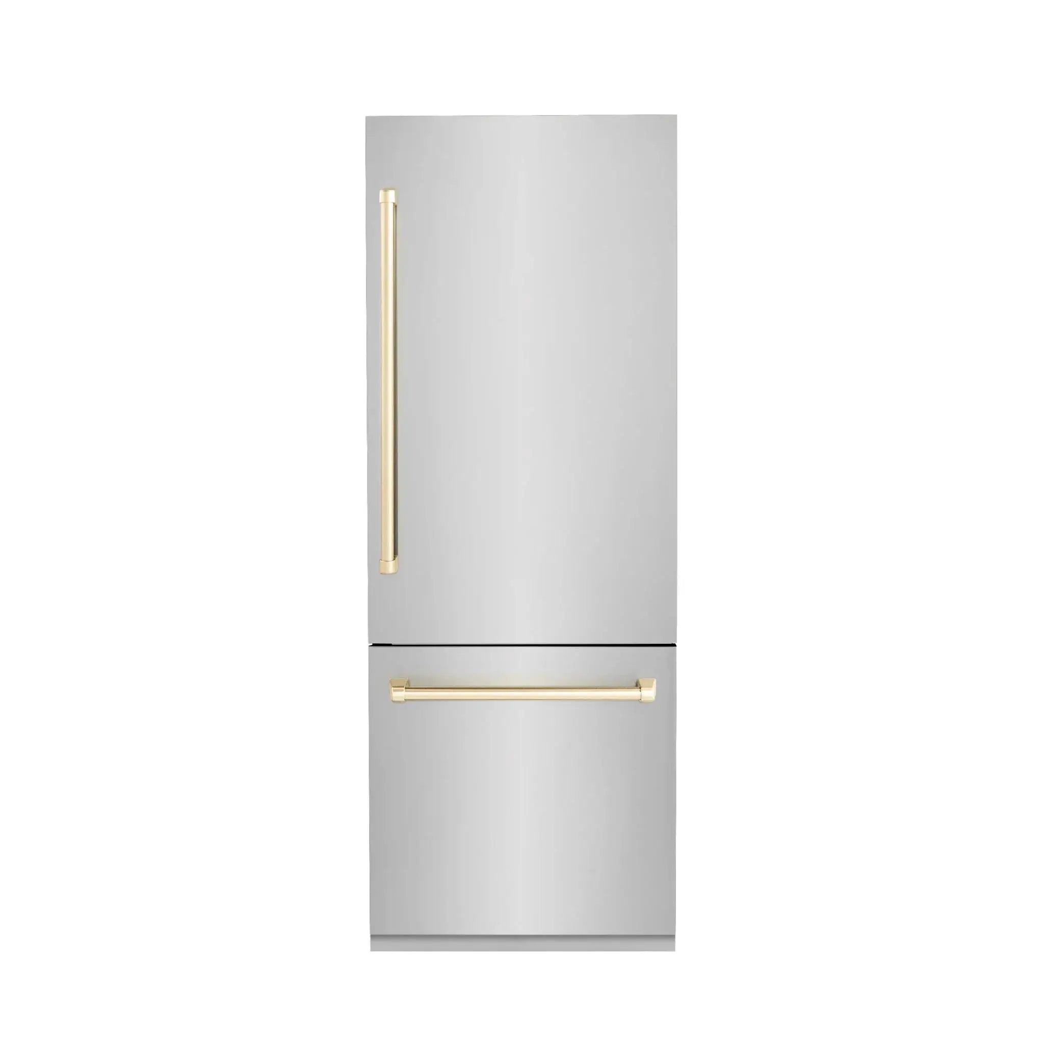 ZLINE 30” Autograph 16.1 cu. ft. 2-Door Bottom Freezer Fridge Water/Ice Dispenser Stainless Steel Gold Accents RBIVZ-304-30-G by Farmhouse Kitchen and Bath