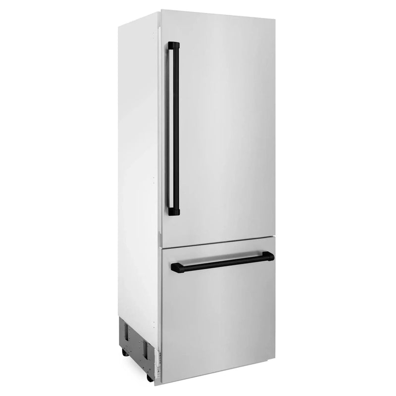 ZLINE 30" Autograph 16.1 cu. ft. 2-Door Bottom Freezer Fridge Water/Ice Dispenser Stainless Steel Matte Black Accents RBIVZ-304-30-MB by Farmhouse Kitchen and Bath