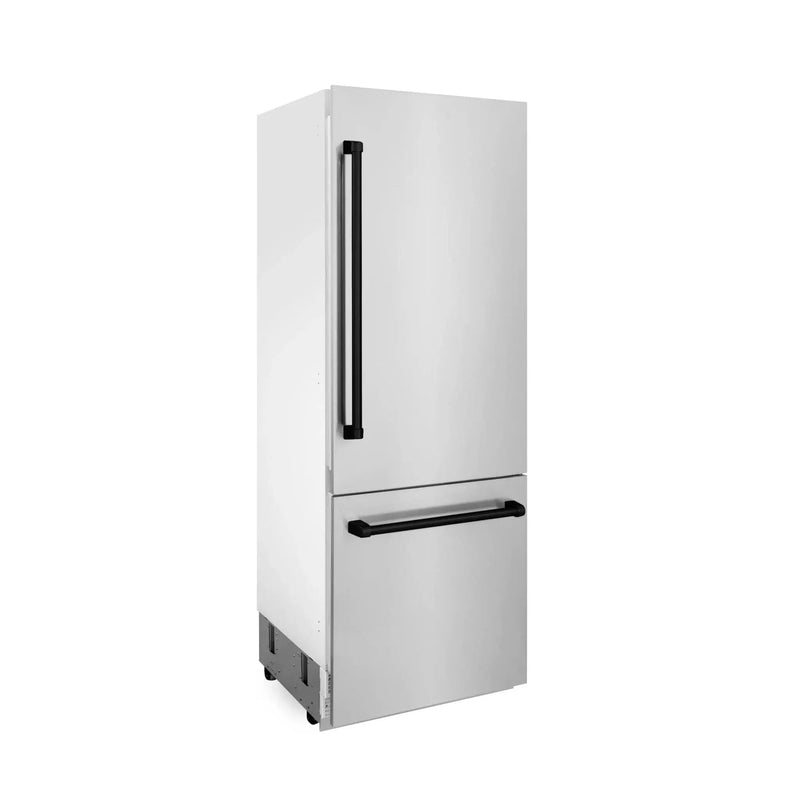 ZLINE 30" Autograph 16.1 cu. ft. 2-Door Bottom Freezer Fridge Water/Ice Dispenser Stainless Steel Matte Black Accents RBIVZ-304-30-MB by Farmhouse Kitchen and Bath