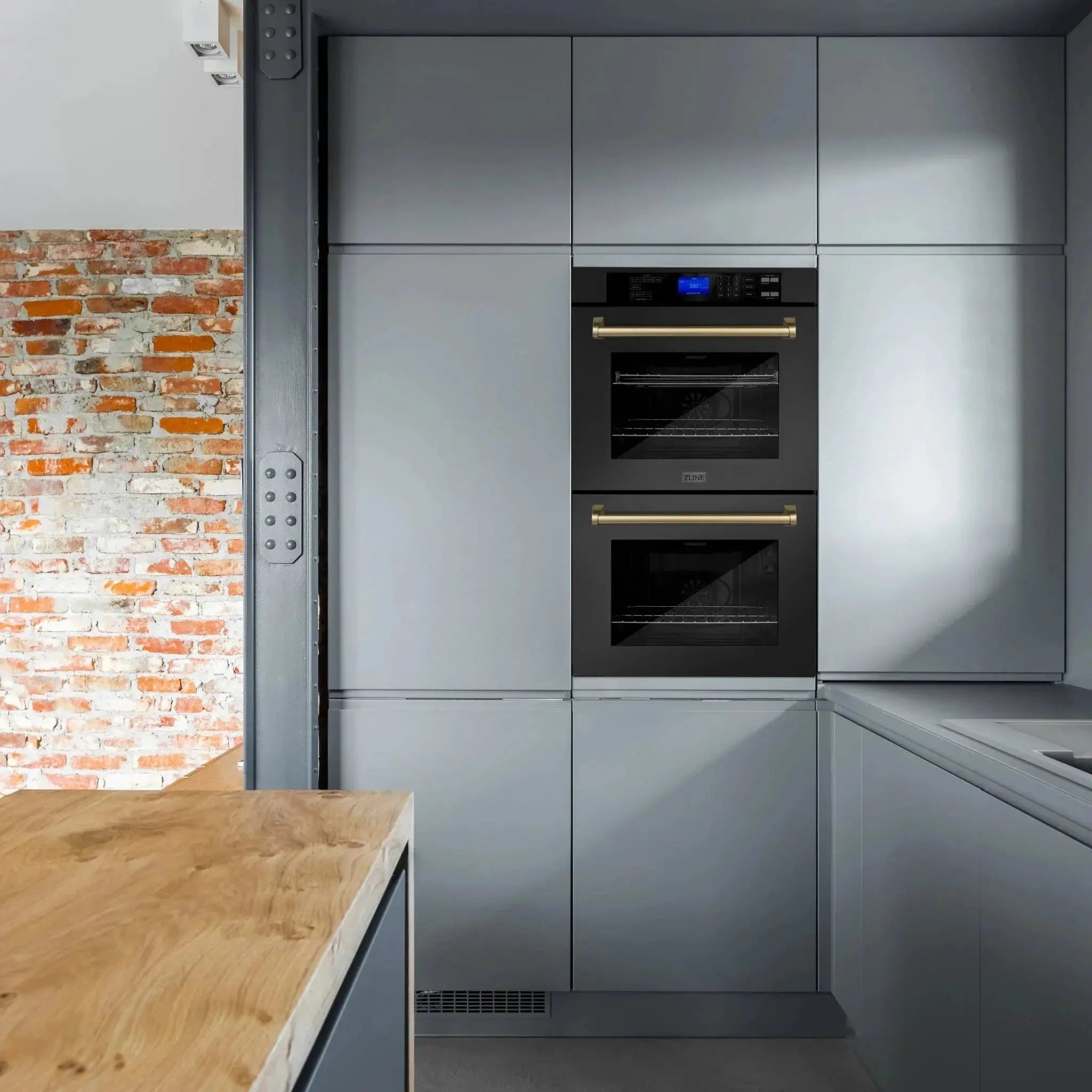 ZLINE 30" Autograph Double Wall Oven with Self Clean and True Convection in Black Stainless Steel Champagne Bronze AWDZ-30-BS-CB by Farmhouse Kitchen and Bath
