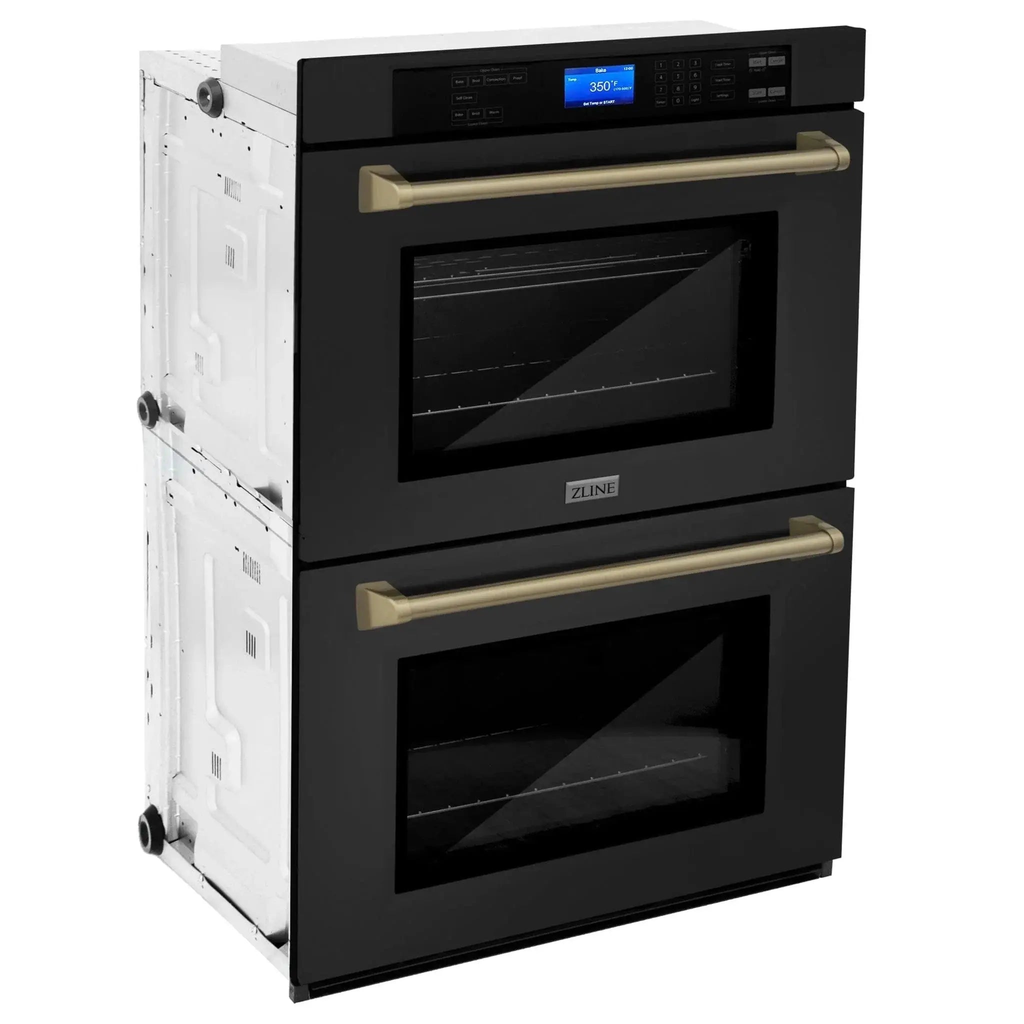 ZLINE 30" Autograph Double Wall Oven with Self Clean and True Convection in Black Stainless Steel Champagne Bronze AWDZ-30-BS-CB by Farmhouse Kitchen and Bath