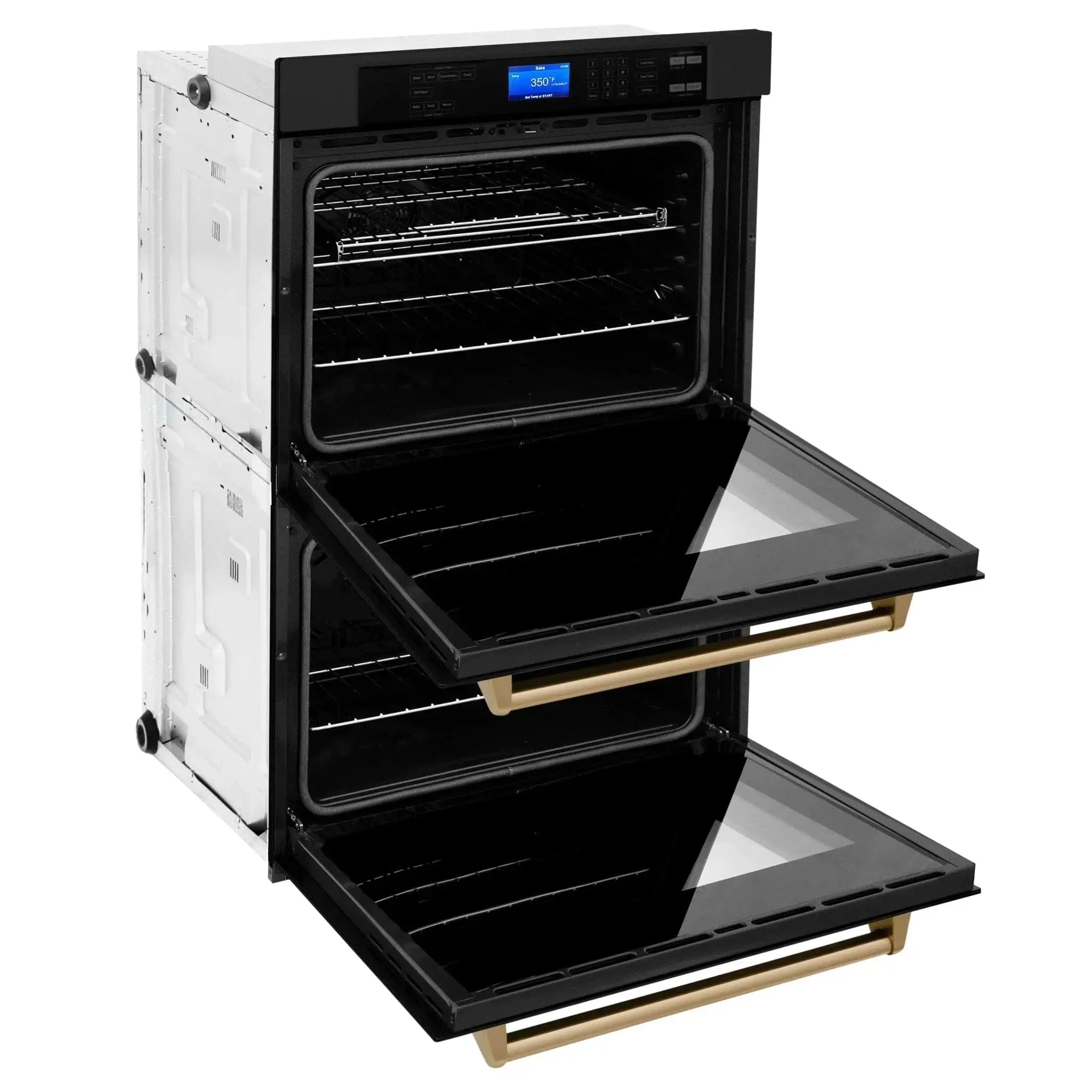ZLINE 30" Autograph Double Wall Oven with Self Clean and True Convection in Black Stainless Steel Champagne Bronze AWDZ-30-BS-CB by Farmhouse Kitchen and Bath