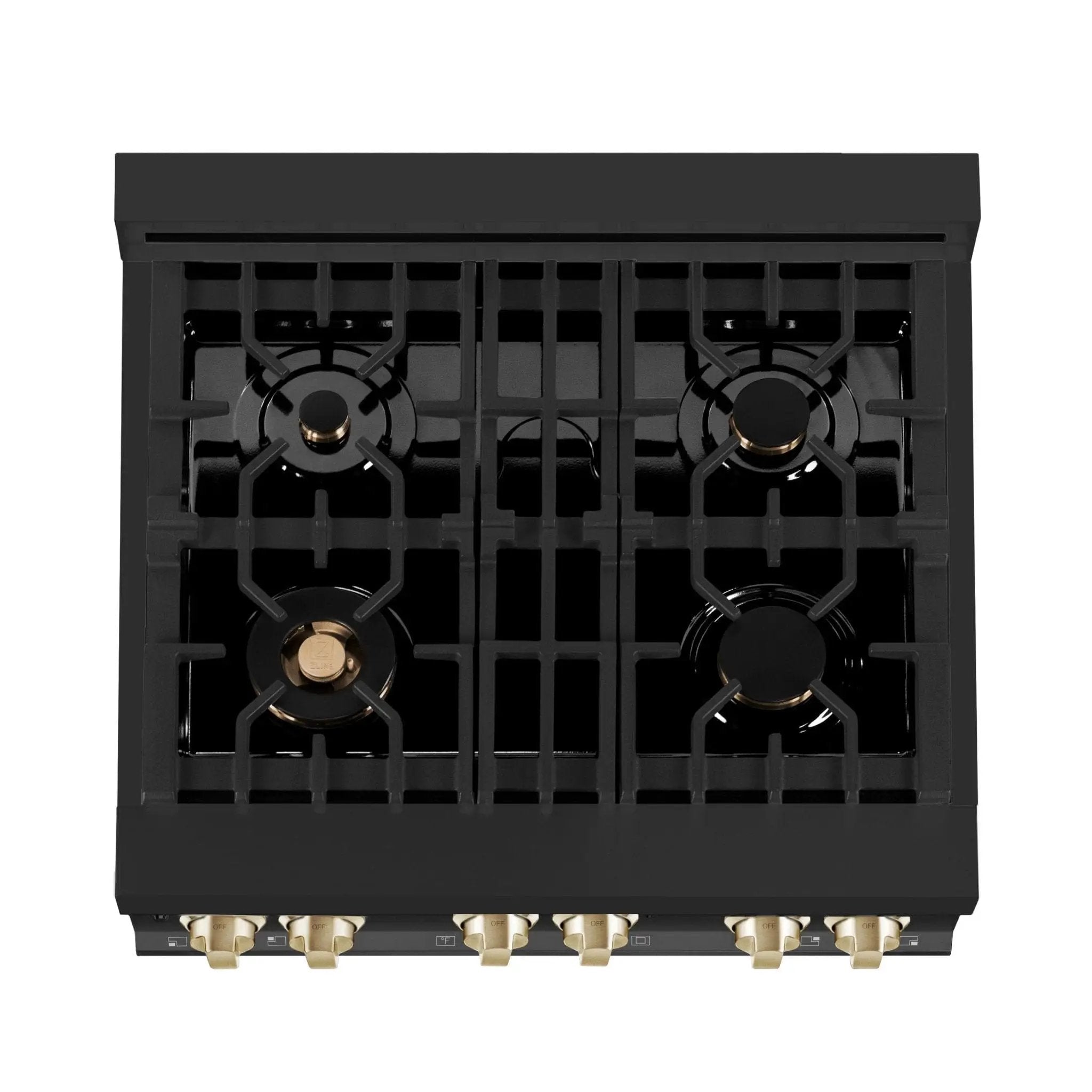 ZLINE 30" Autograph Dual Fuel Range, Black Stainless, Gold, RABZ-30-G by Farmhouse Kitchen and Bath