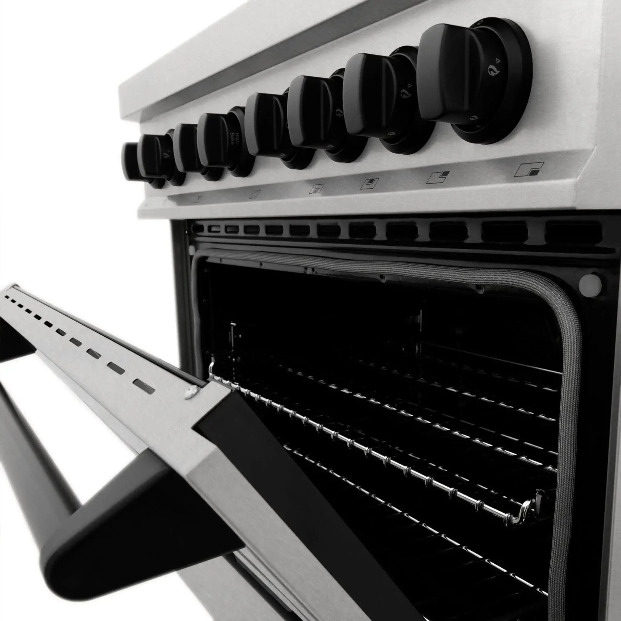 ZLINE 30" Autograph Dual Fuel Range, DuraSnow Stainless, RASZ-SN-30-MB by Farmhouse Kitchen and Bath