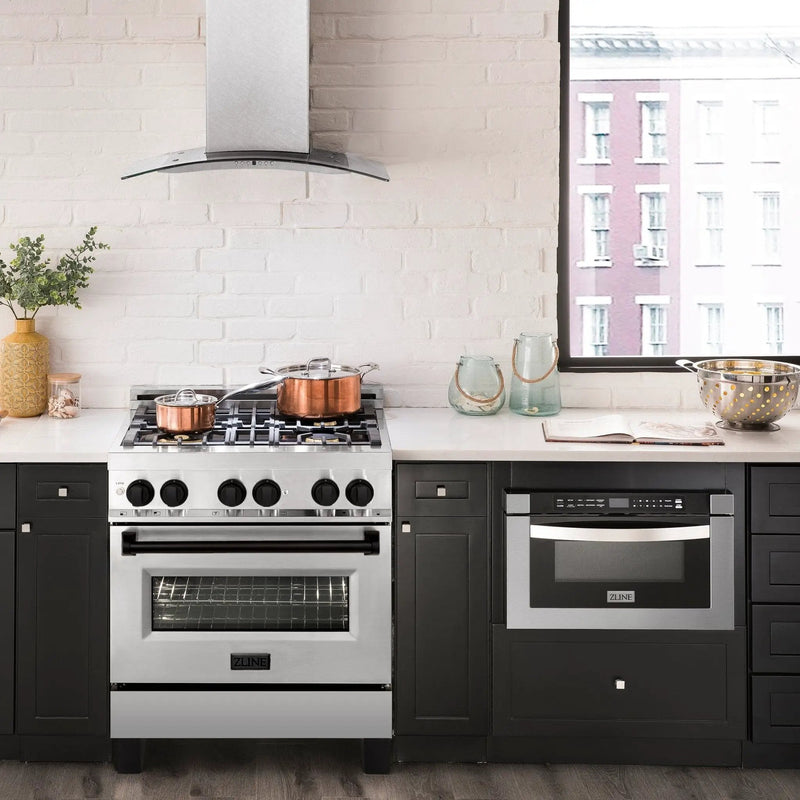 ZLINE 30" Autograph Dual Fuel Range, Stainless Steel, RAZ-30-MB by Farmhouse Kitchen and Bath