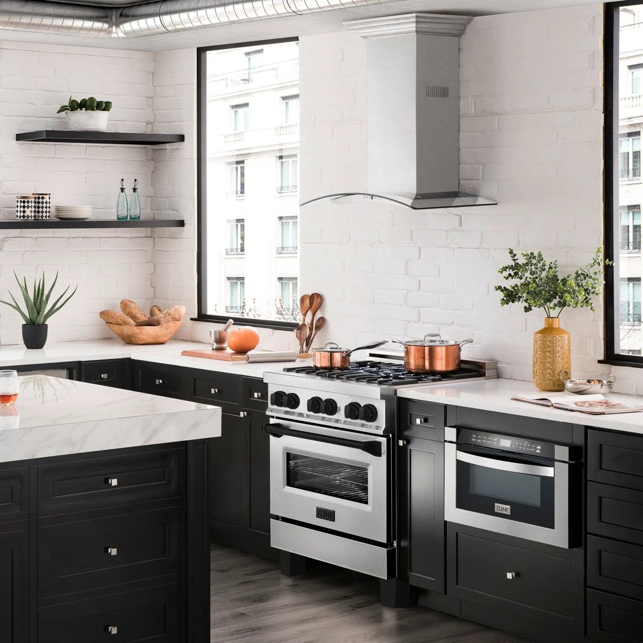 ZLINE 30" Autograph Dual Fuel Range, Stainless Steel, RAZ-30-MB by Farmhouse Kitchen and Bath
