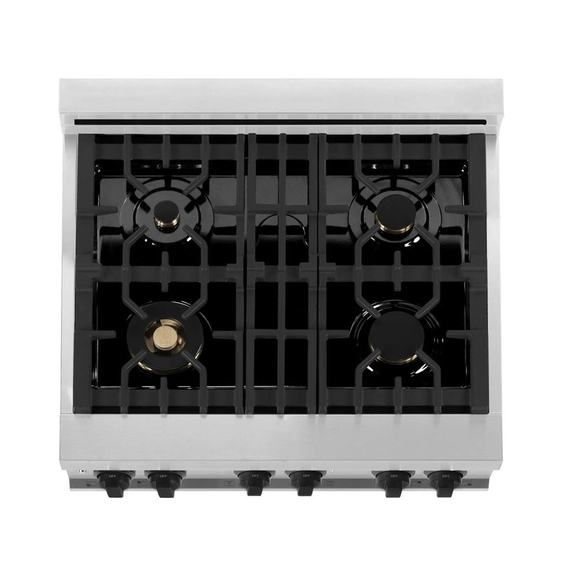 ZLINE 30" Autograph Dual Fuel Range, Stainless Steel, RAZ-30-MB by Farmhouse Kitchen and Bath