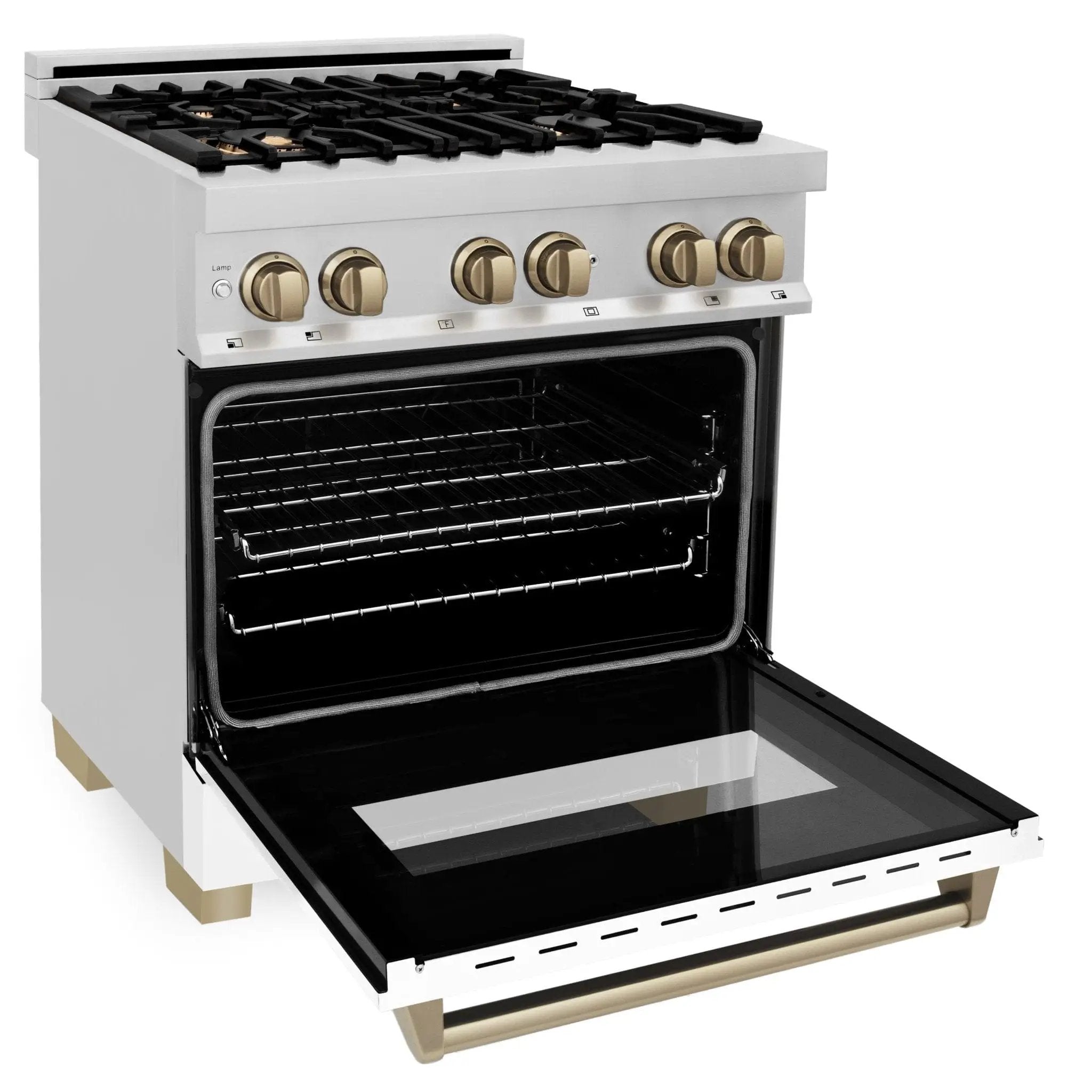 ZLINE 30" Autograph Dual Fuel Range, White Door, Bronze, RAZ-WM-30-CB by Farmhouse Kitchen and Bath