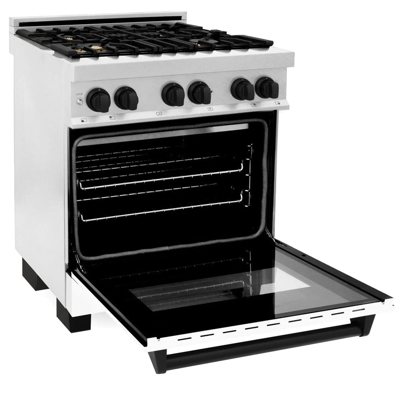 ZLINE 30" Autograph, Dual Fuel Range, White Door, RASZ-WM-30-MB by Farmhouse Kitchen and Bath