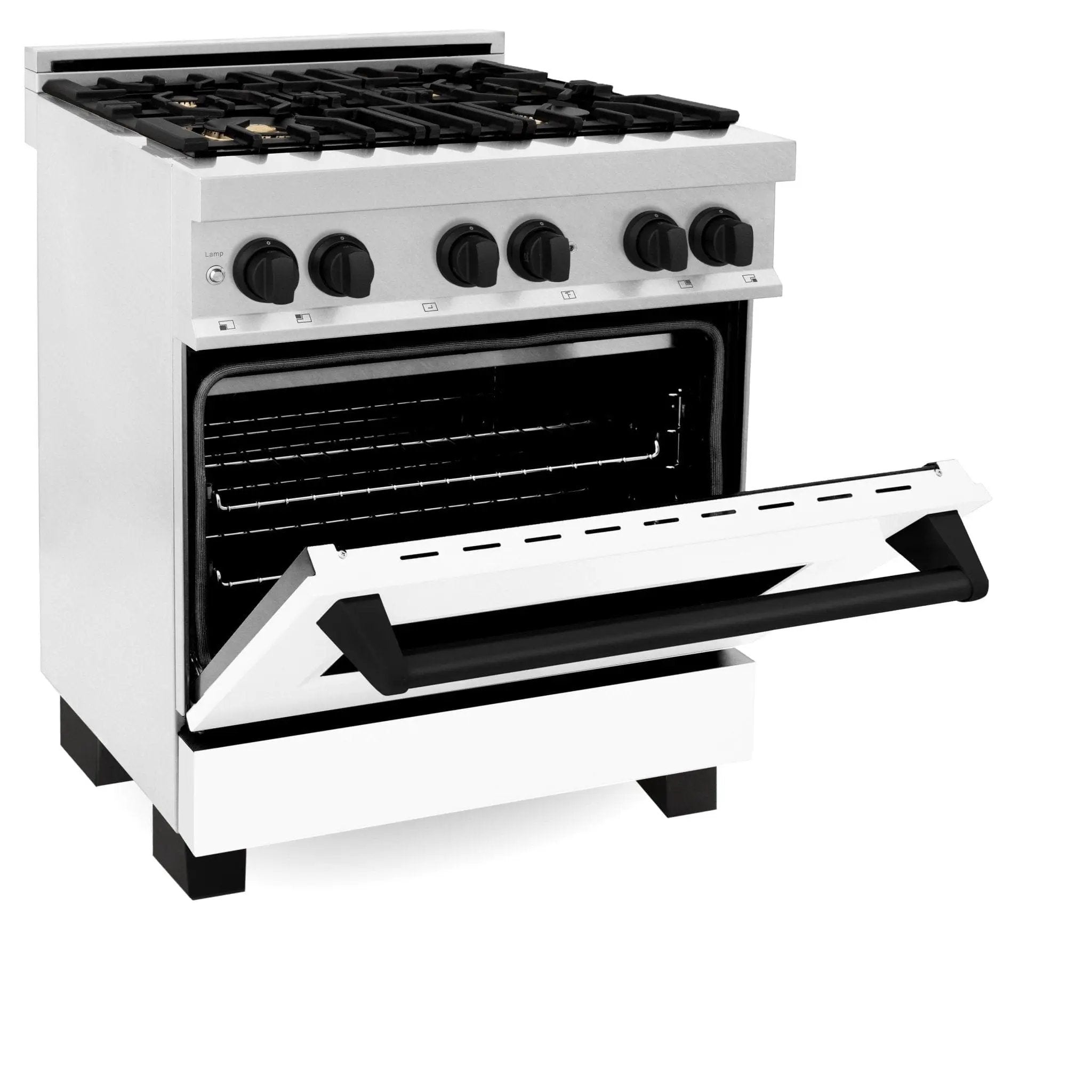 ZLINE 30" Autograph, Dual Fuel Range, White Door, RASZ-WM-30-MB by Farmhouse Kitchen and Bath