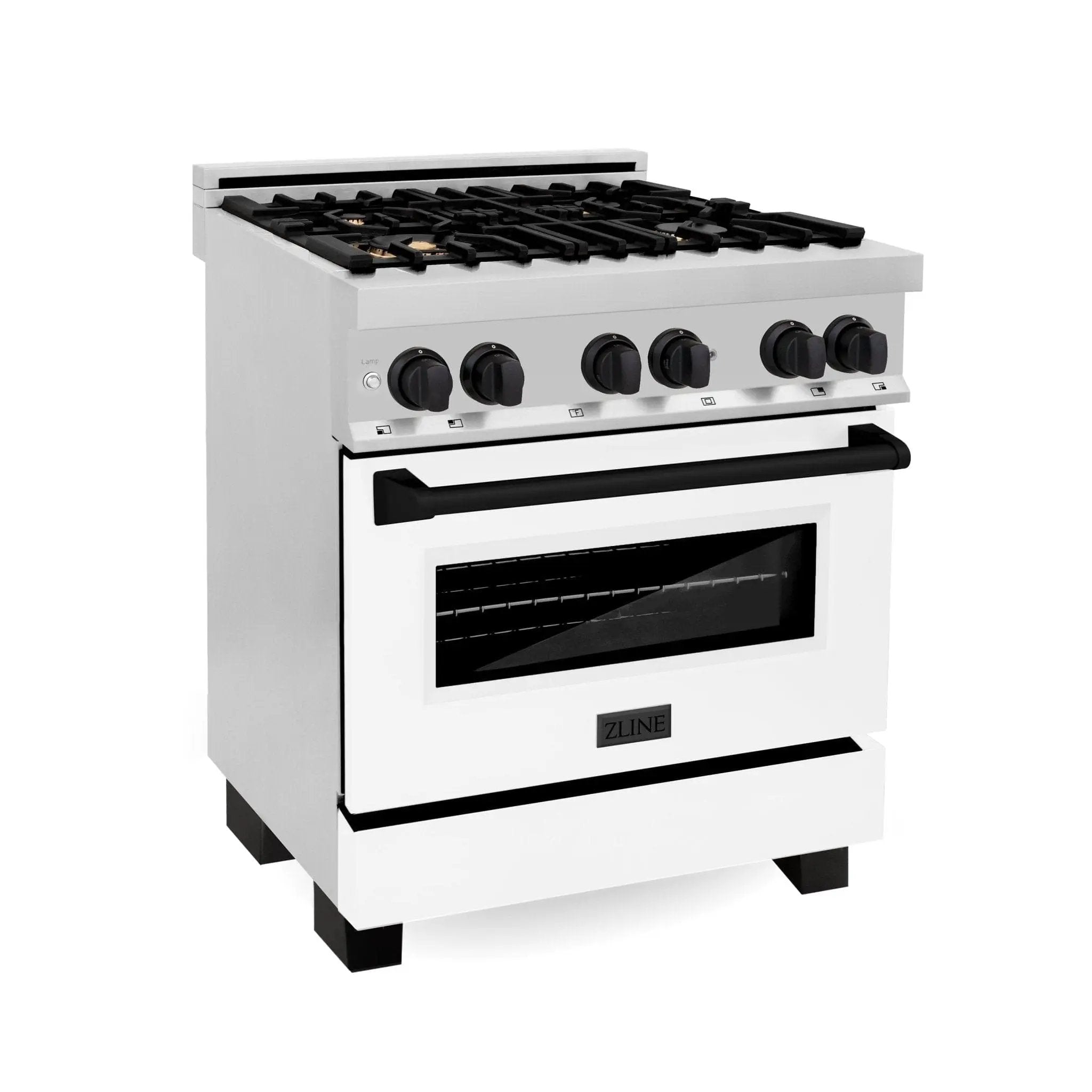 ZLINE 30" Autograph Dual Fuel Range, White Door, RAZ-WM-30-MB by Farmhouse Kitchen and Bath